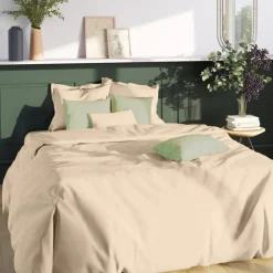 Drap-housse grand bonnet polycoton TERTIO® - Beige Ficelle