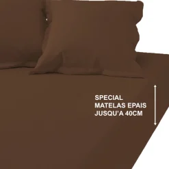 Drap-housse grand bonnet XL Coton TERTIO® - Chocolat