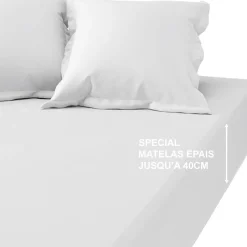 Drap-housse grand bonnet XL polycoton TERTIO® - Blanc