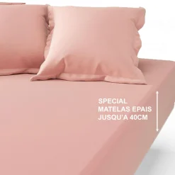 Drap-housse grand bonnet XL polycoton TERTIO® - Rose Blush