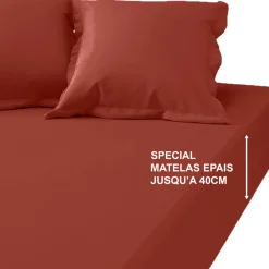 Drap-housse grand bonnet XL polycoton TERTIO® - Terracotta