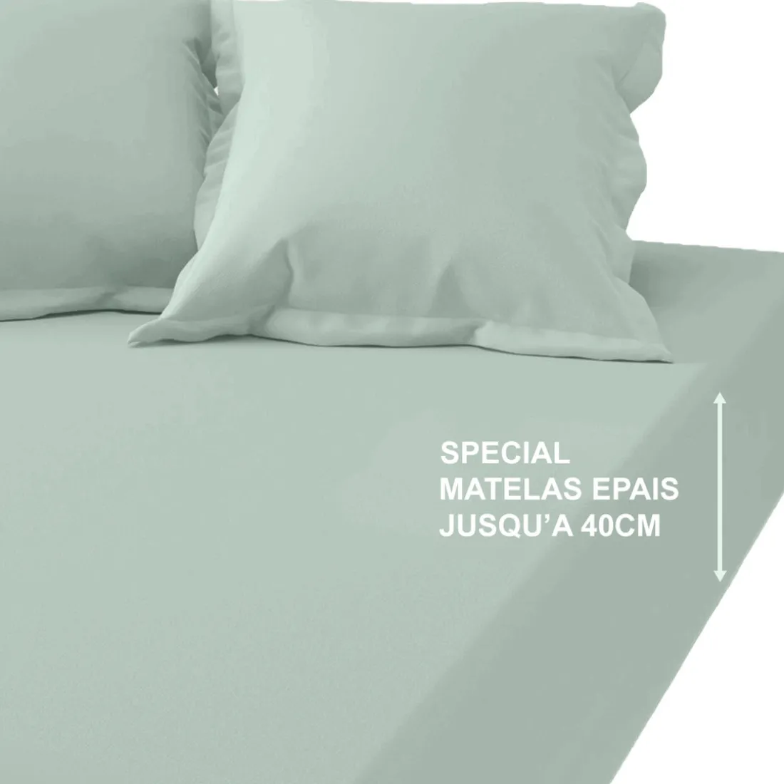 Drap-housse grand bonnet XL Coton TERTIO® - Céladon