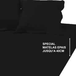 Drap-housse grand bonnet XL polycoton TERTIO® - Noir
