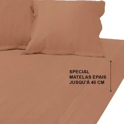 Drap-housse grand bonnet XL gaze de Coton TERTIO® - Rouille