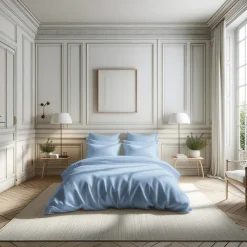 Drap-housse grand bonnet XL percale de coton TERTIO® - Bleu Ciel