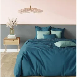 Drap-housse grand bonnet XL Coton TERTIO® -Bleu canard
