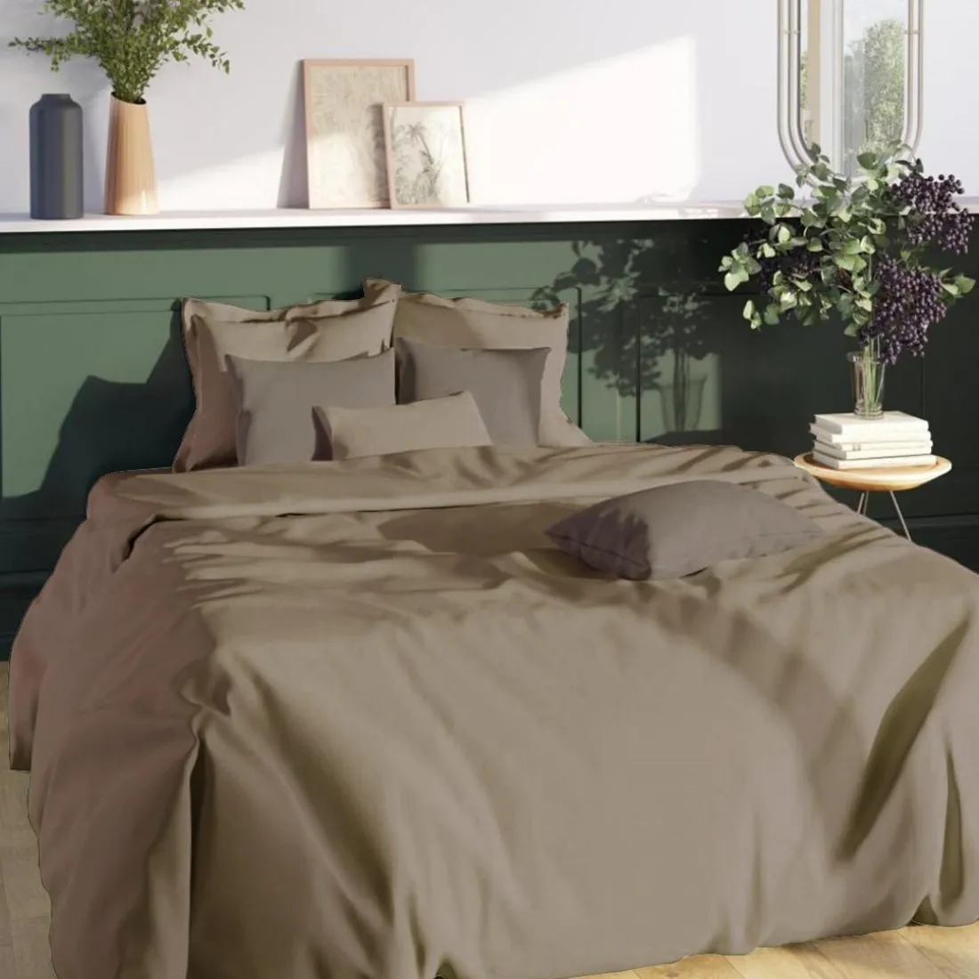Drap-housse matelas épais coton TERTIO® - taupe