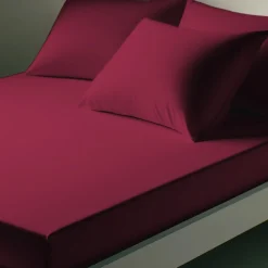 Drap-housse percale coton TERTIO® - bordeaux