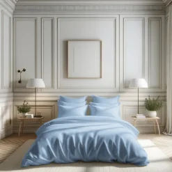Drap-housse percale de coton TERTIO® - Bleu ciel