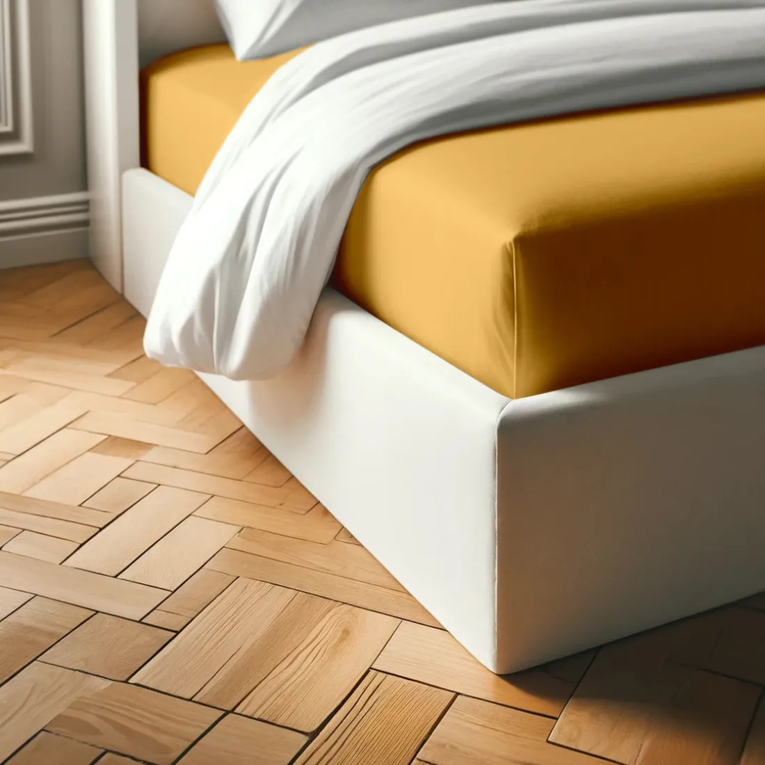 Drap-housse polycoton TERTIO® - Jaune Moutarde