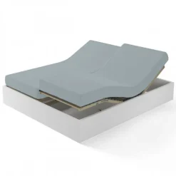 Drap-housse sommier articulé Percale De Coton TERTIO® - Gris Perle
