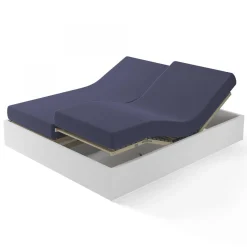 Drap-housse sommier articulé coton TERTIO® Bleu Indigo