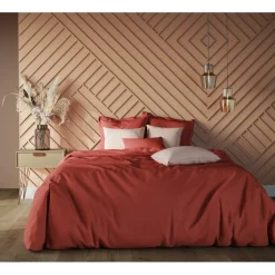 Drap-housse sommier articulé coton TERTIO® - Terracotta