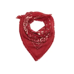 Echarpe bandana unisexe ARIZONA/RED PRINT BLACK AND ECOPAPER en cachemire rouge dessin blanc et noir