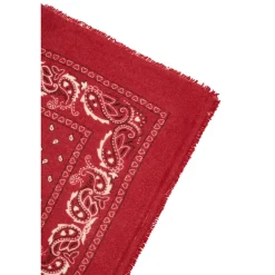 Echarpe bandana unisexe ARIZONA/RED PRINT BLACK AND ECOPAPER en cachemire rouge dessin blanc et noir