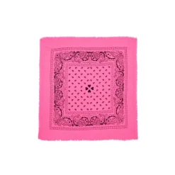 Echarpe bandana unisexe ARIZONA/FLUO PINK PRINT BLACK en cachemire rose fluo dessin noir