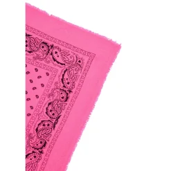 Echarpe bandana unisexe ARIZONA/FLUO PINK PRINT BLACK en cachemire rose fluo dessin noir