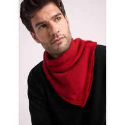 Echarpe carree franges unisexe IRMA en cachemire bordeau bordeaux