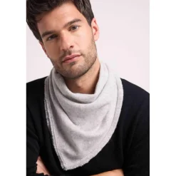Echarpe carree franges unisexe IRMA en cachemire gris