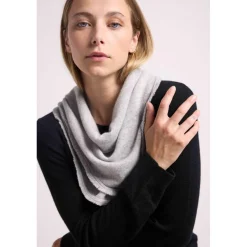 Echarpe carree franges unisexe IRMA en cachemire gris