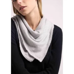 Echarpe carree franges unisexe IRMA en cachemire gris