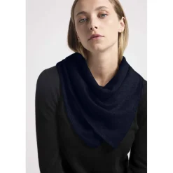 Echarpe carree franges unisexe IRMA en cachemire bleu marine