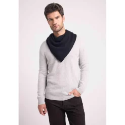 Echarpe carree franges unisexe IRMA en cachemire noir