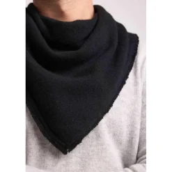 Echarpe carree franges unisexe IRMA en cachemire noir