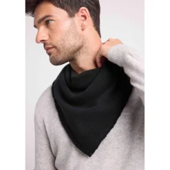 Echarpe carree franges unisexe IRMA en cachemire noir