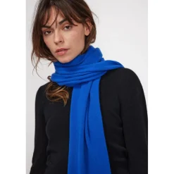 Echarpe etole unisexe en cachemire bleu flashy