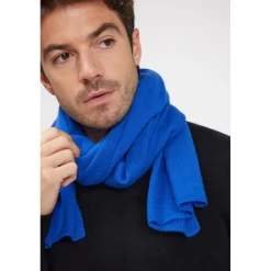 Echarpe etole unisexe en cachemire bleu flashy