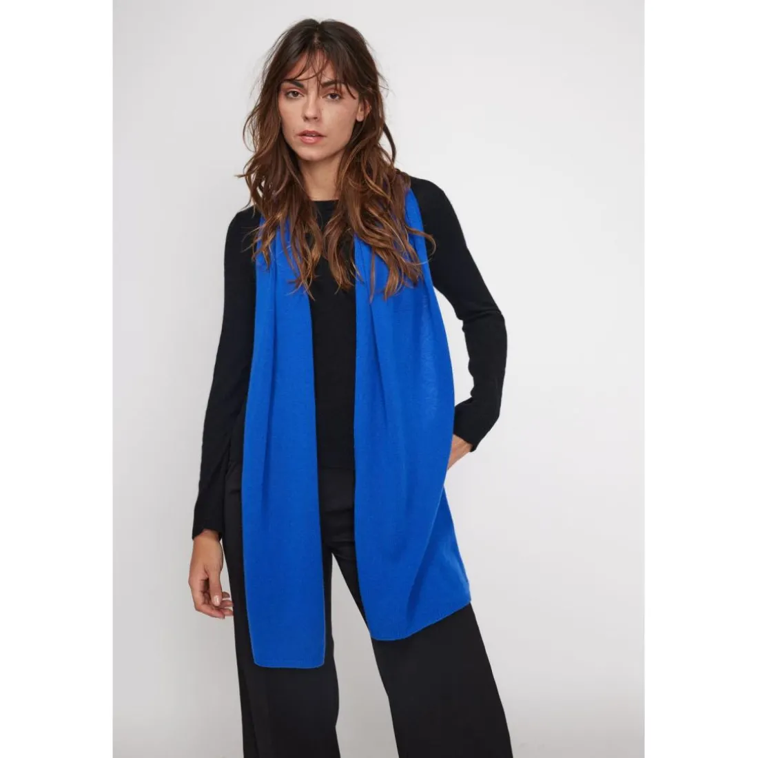 Echarpe etole unisexe en cachemire bleu flashy