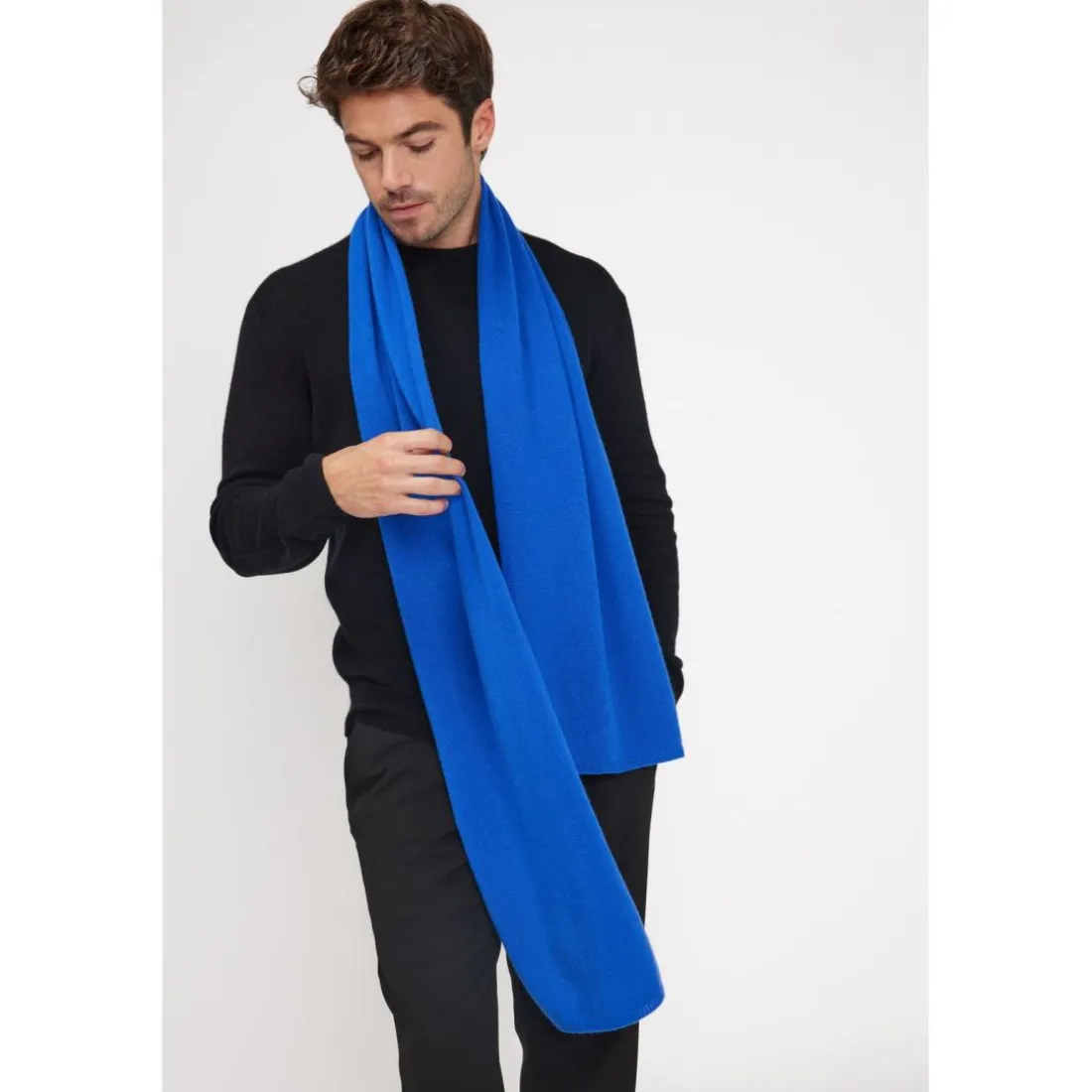 Echarpe etole unisexe en cachemire bleu flashy