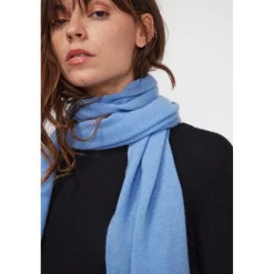 Echarpe etole unisexe en cachemire bleu ciel