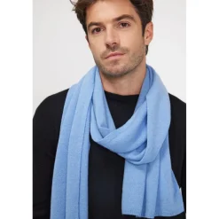 Echarpe etole unisexe en cachemire bleu ciel