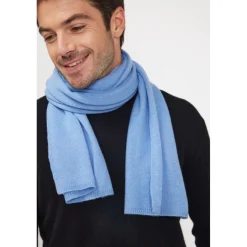 Echarpe etole unisexe en cachemire bleu ciel