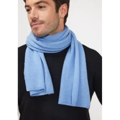 Echarpe etole unisexe en cachemire bleu ciel