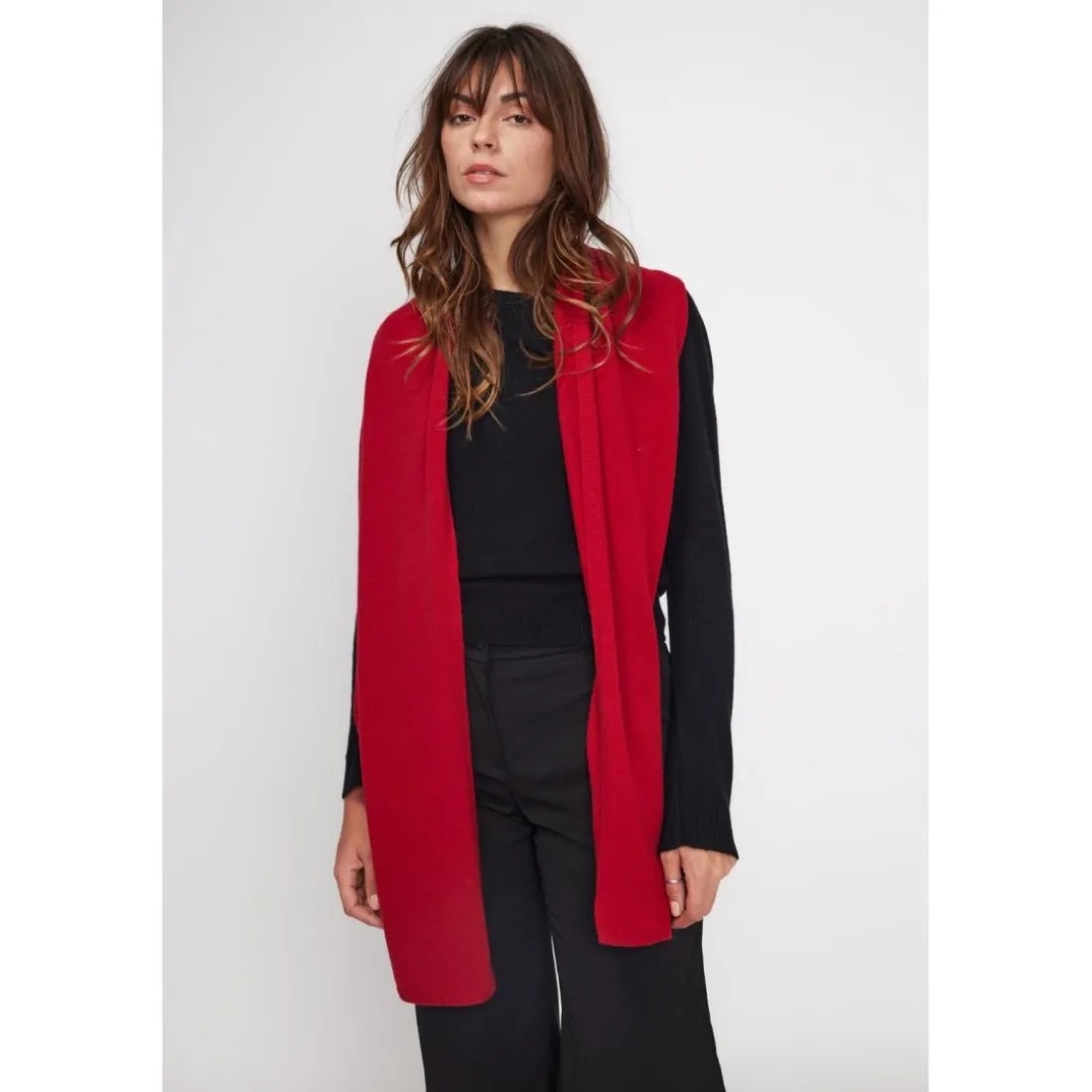 Echarpe etole unisexe en cachemire rouge