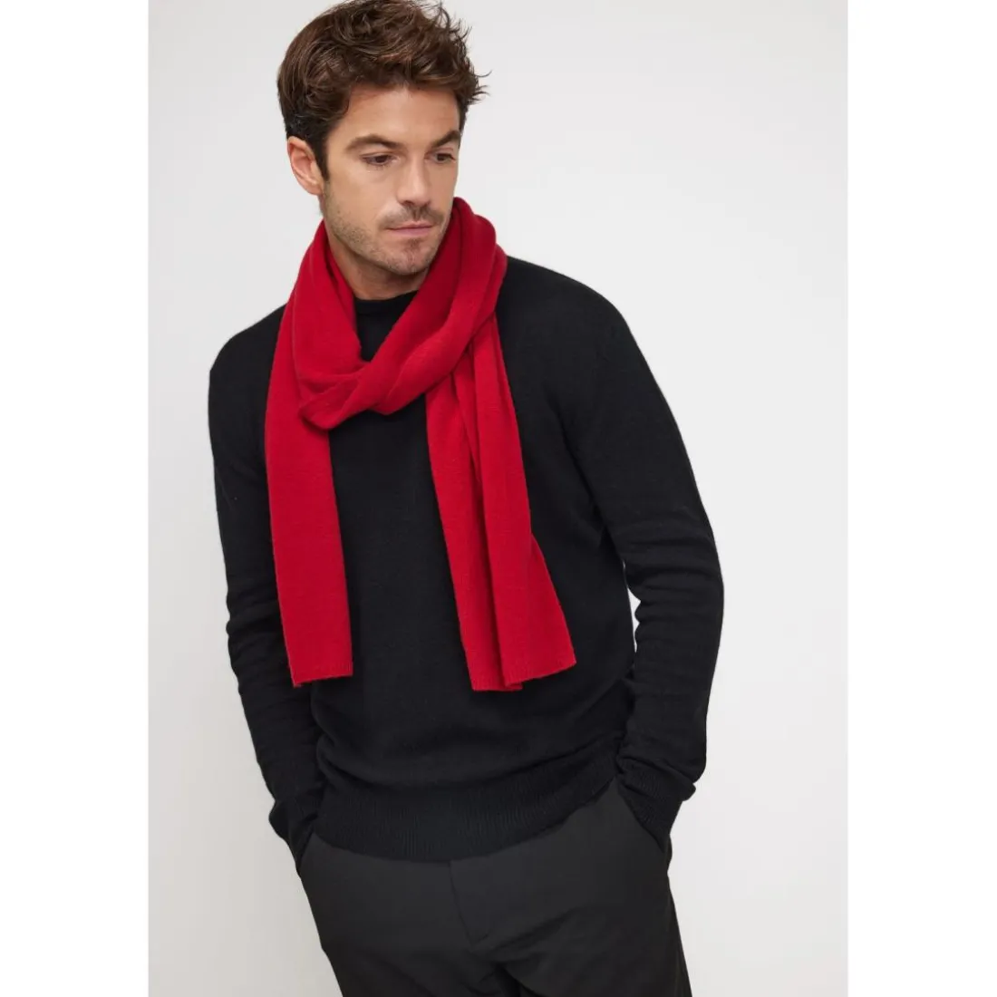 Echarpe etole unisexe en cachemire rouge