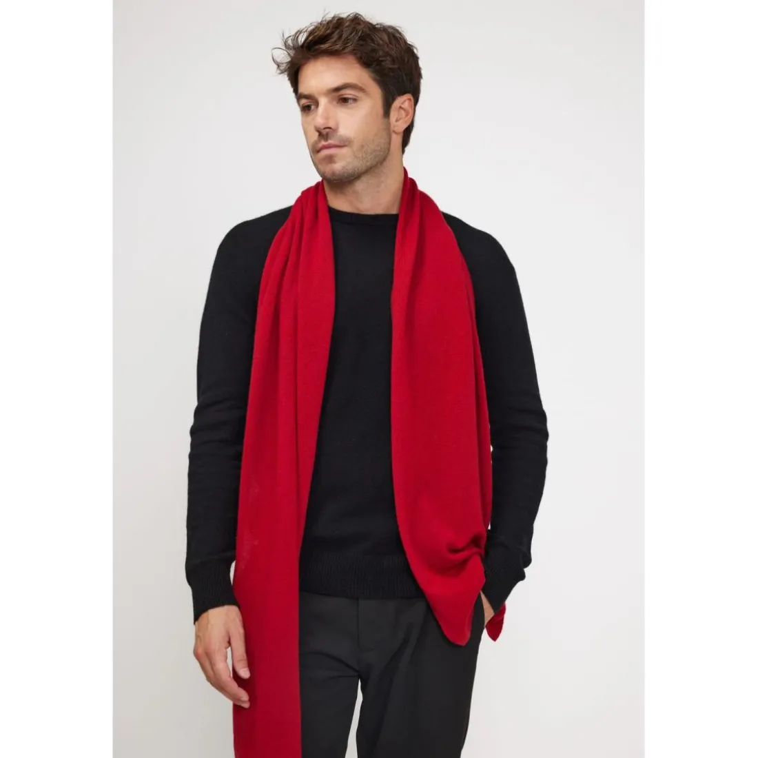 Echarpe etole unisexe en cachemire rouge