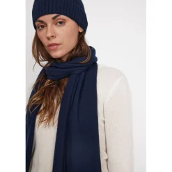 Echarpe etole unisexe en cachemire bleu marine