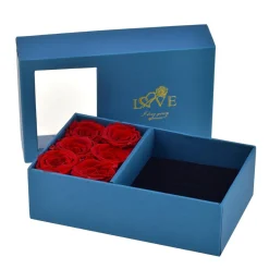 Ecrin à bijou So Charm - collier cœur et 6 roses éternelles rouge