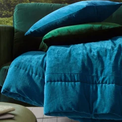 Edredon en coton BYZANCE bleu paon 160 x 160 cm
