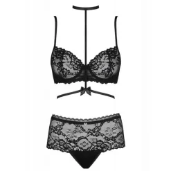Ensemble 2 pièces - Soutien-gorge corbeille et shorty - Noir Obsessive