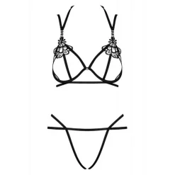 Ensemble 2 pièces - Soutien-gorge et string ouverts - Noir Obsessive