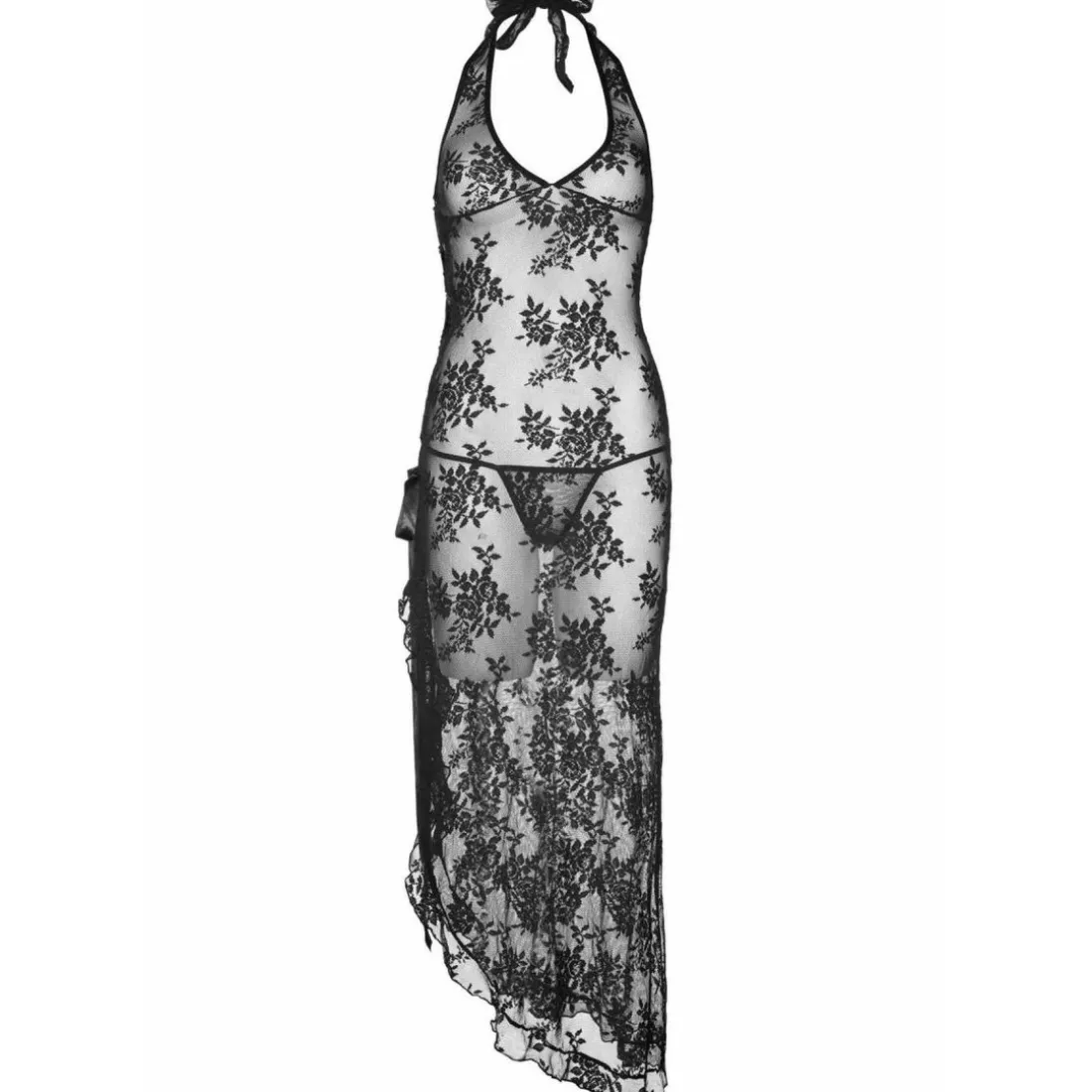 Ensemble 2 pièces robe longue et string Leg Avenue noir