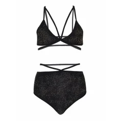 Ensemble 2 pièces soutien-gorge à lanières et slip brésilien Leg Avenue noir