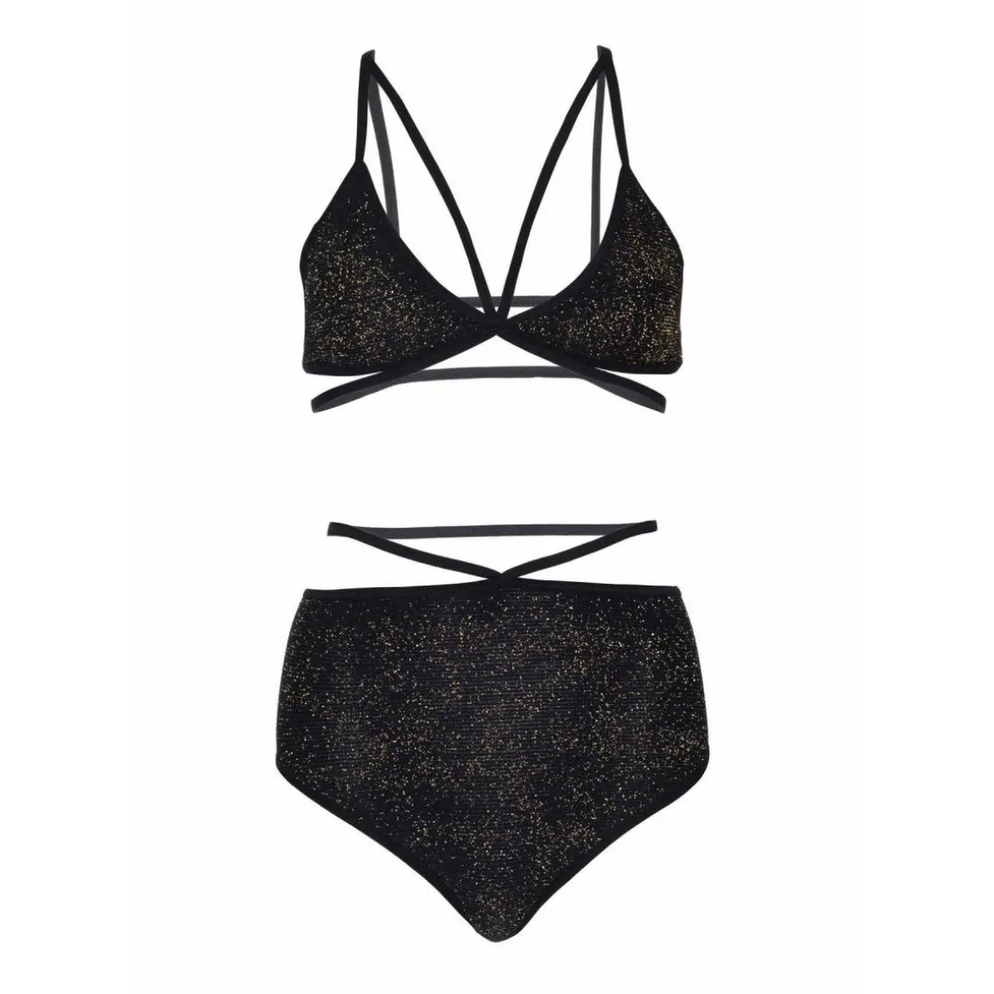 Ensemble 2 pièces soutien-gorge à lanières et slip brésilien Leg Avenue noir