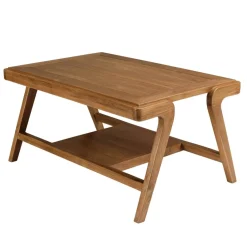 Ensemble canapé 2 places 2 fauteuils et 1 table basse FLORES en teck WILL Marron
