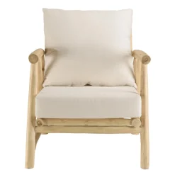 Ensemble canapé 2 places 2 fauteuils 1 table basse en teck MADURA Blanc